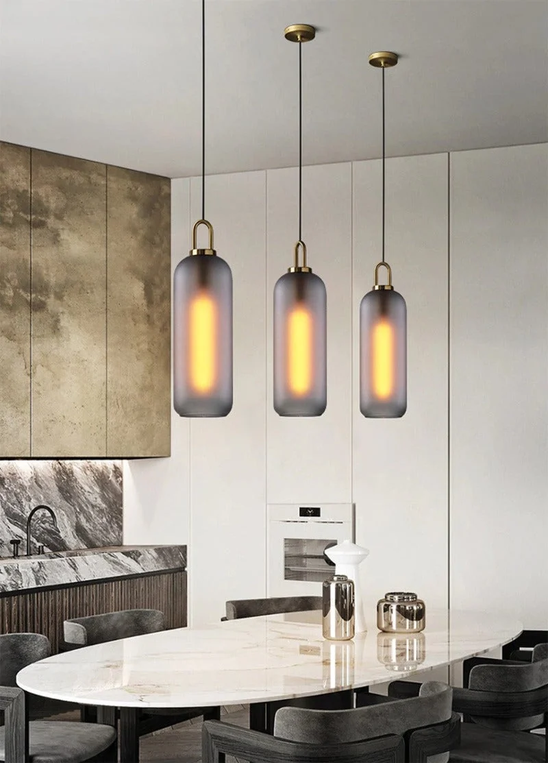 Euroselle Modern Glass Pendant Lights With Brass Accents And Glass Shades