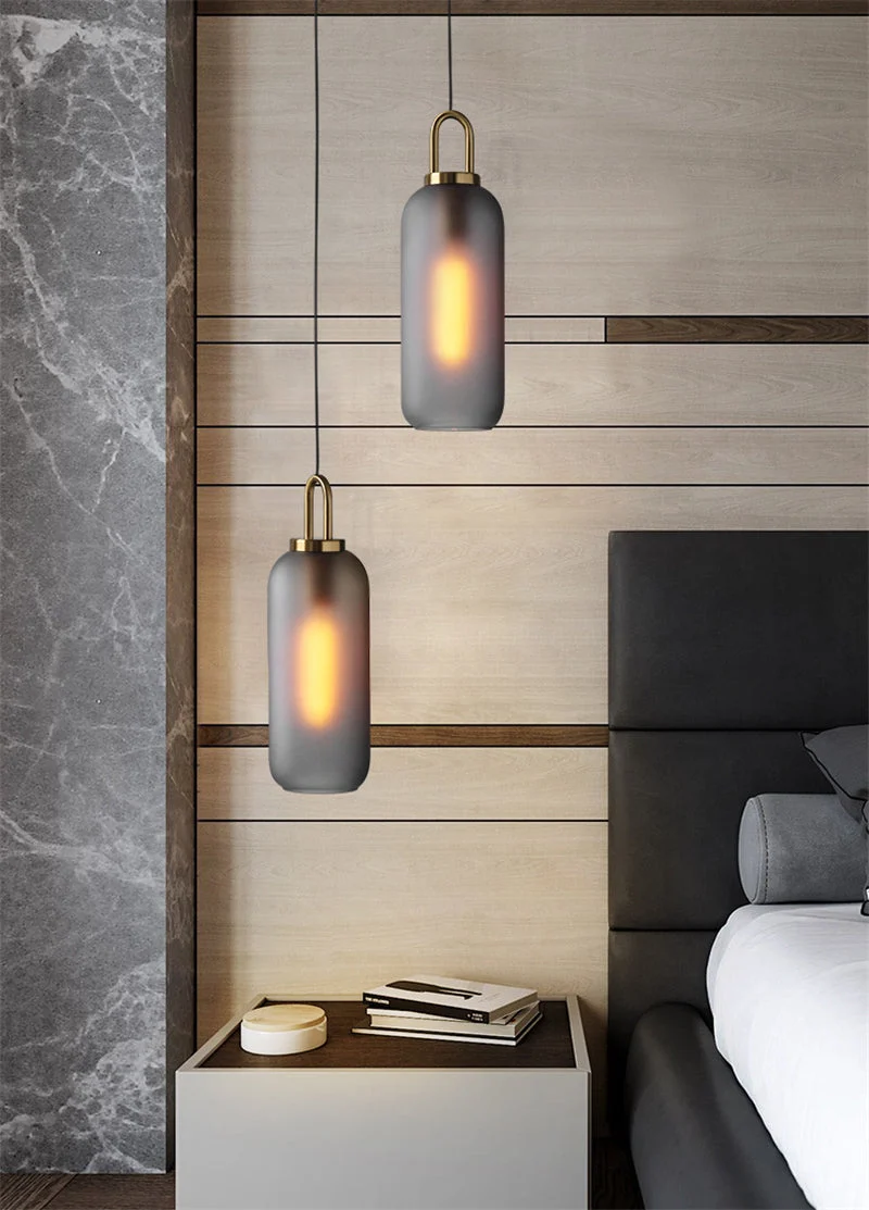 Euroselle Modern Glass Pendant Lights With Brass Accents And Glass Shades