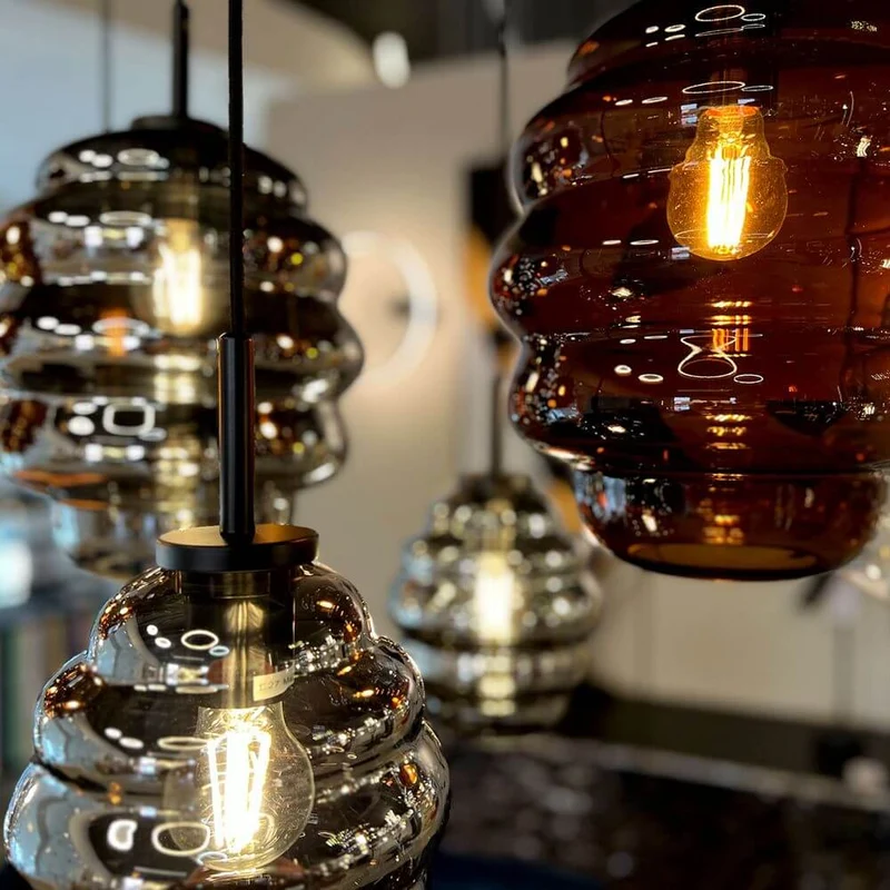 s.luce Echos Glas-Hängelampe Aufhängung 150cm Schwarz