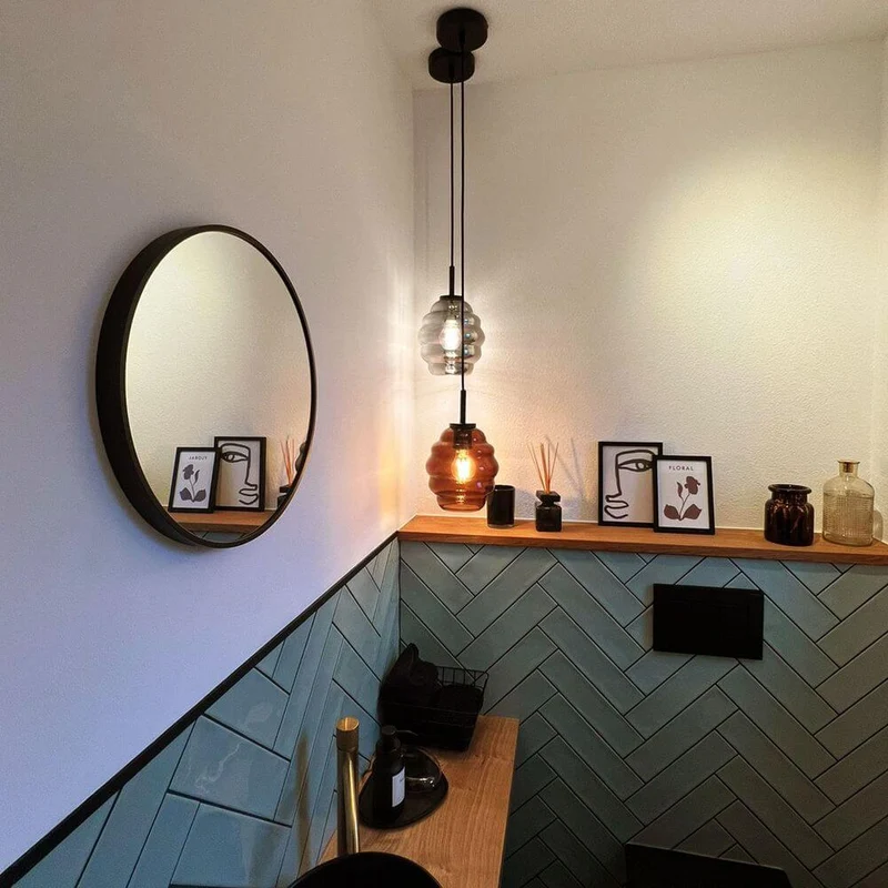 s.luce Echos Glas-Hängelampe Aufhängung 150cm Schwarz