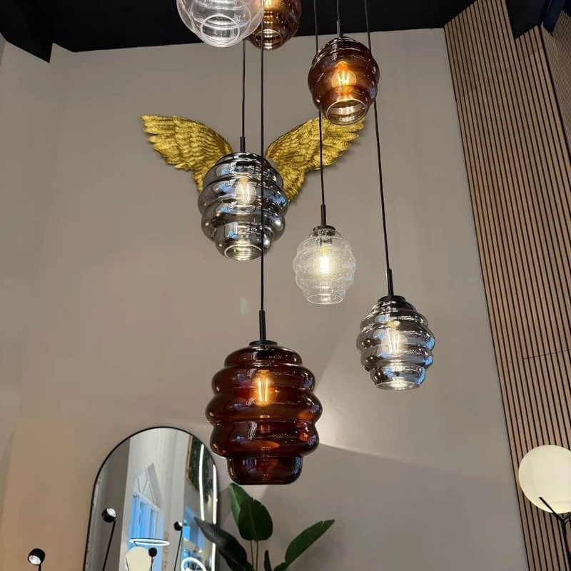 s.luce Echos Glas-Hängelampe Aufhängung 150cm Schwarz