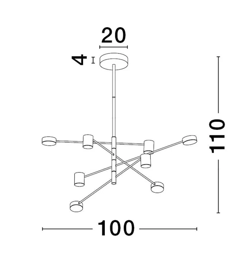 Nordik LED Pendelleuchte 8-flammig Ø 100cm 3000K Schwarz
