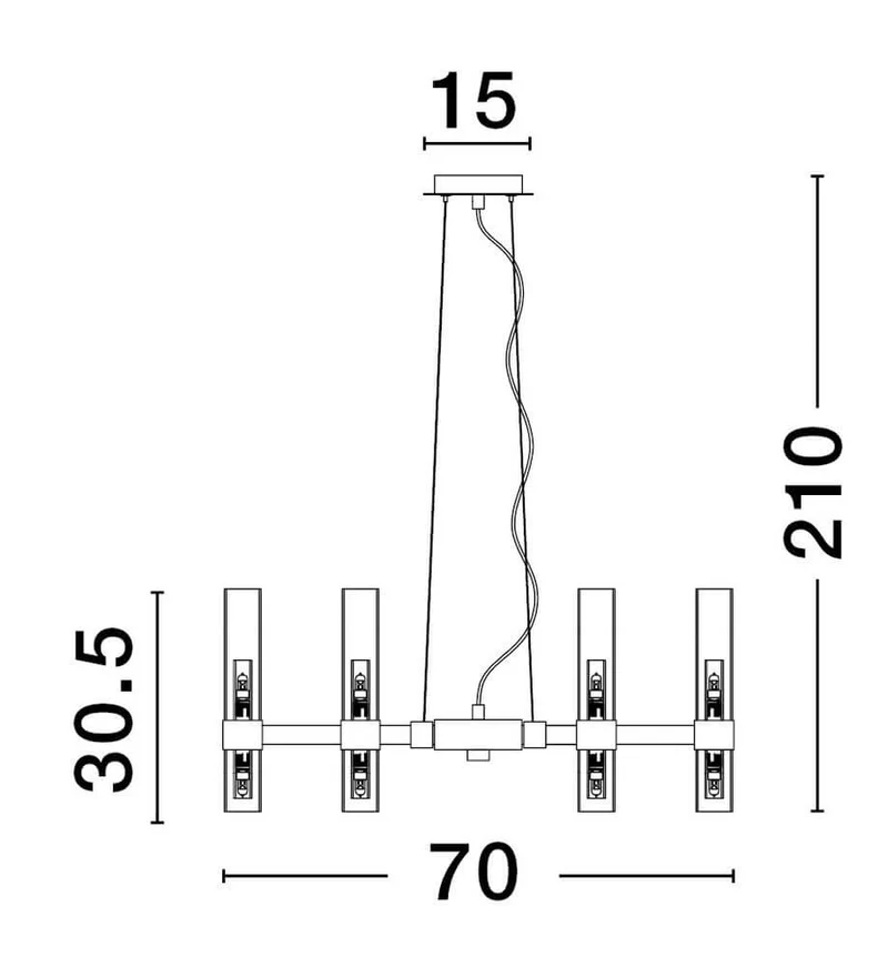 Century Pendelleuchte 12-flammig Ø 70cm Schwarz, Transparent