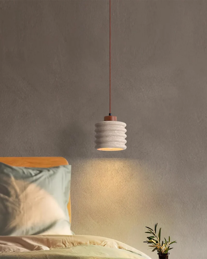 Tavelle Pendant Light With Wavy Ceramic Shade For Japandi Bedside Glow Euroselle
