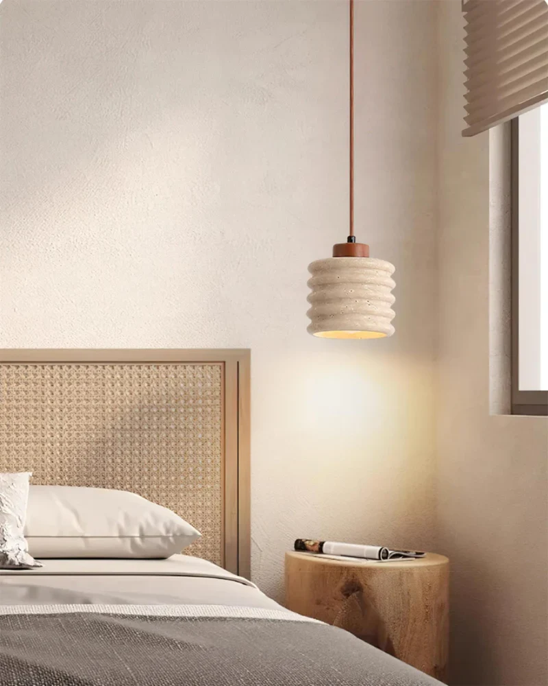 Tavelle Pendant Light With Wavy Ceramic Shade For Japandi Bedside Glow Euroselle