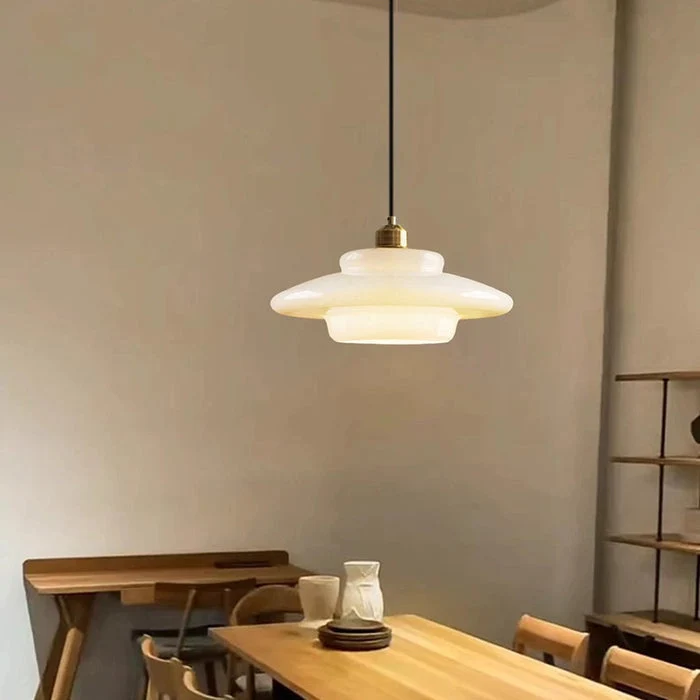 Mid Century White Glass Pendant Light For Modern Interiors Euroselle