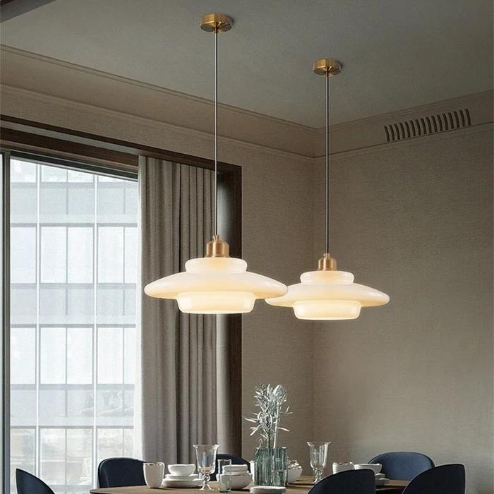 Mid Century White Glass Pendant Light For Modern Interiors Euroselle