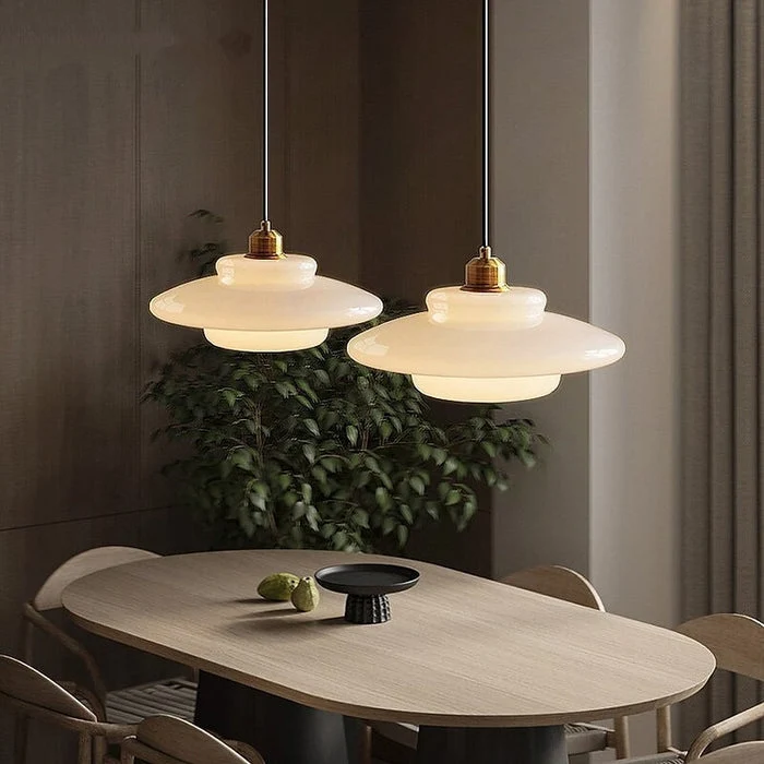 Mid Century White Glass Pendant Light For Modern Interiors Euroselle