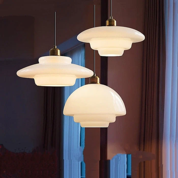 Mid Century White Glass Pendant Light For Modern Interiors Euroselle