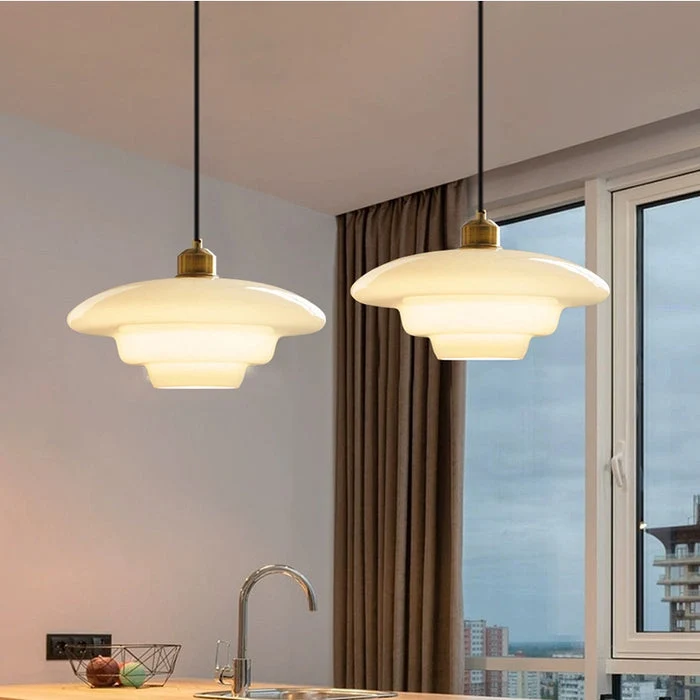 Mid Century White Glass Pendant Light For Modern Interiors Euroselle
