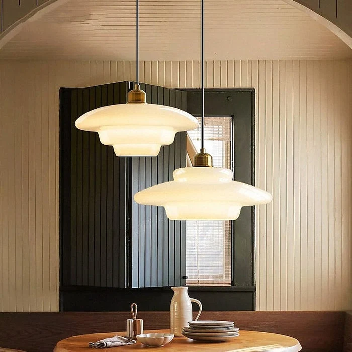 Mid Century White Glass Pendant Light For Modern Interiors Euroselle