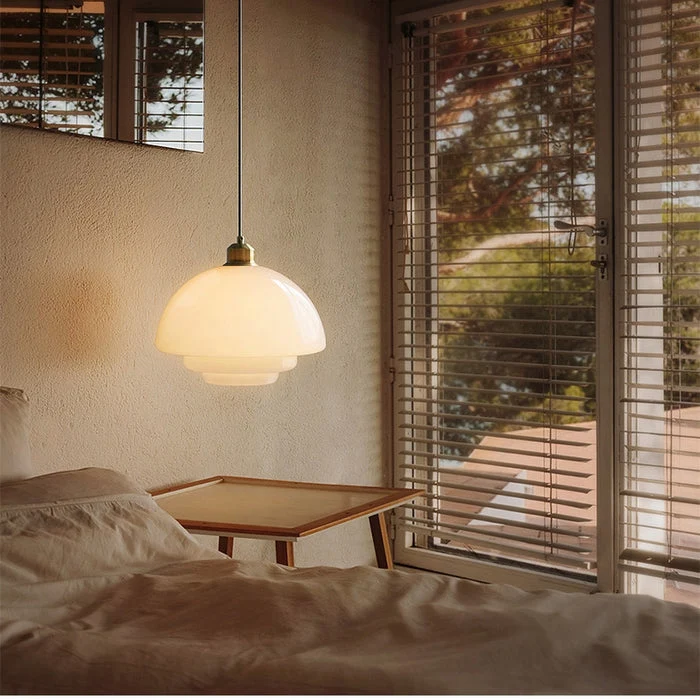 Mid Century White Glass Pendant Light For Modern Interiors Euroselle