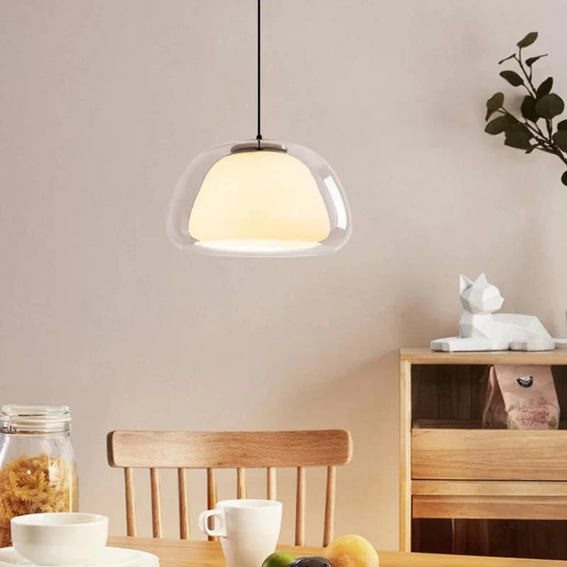 Lunara Pendant Light With Double Glass Dome And Soft Glow Euroselle