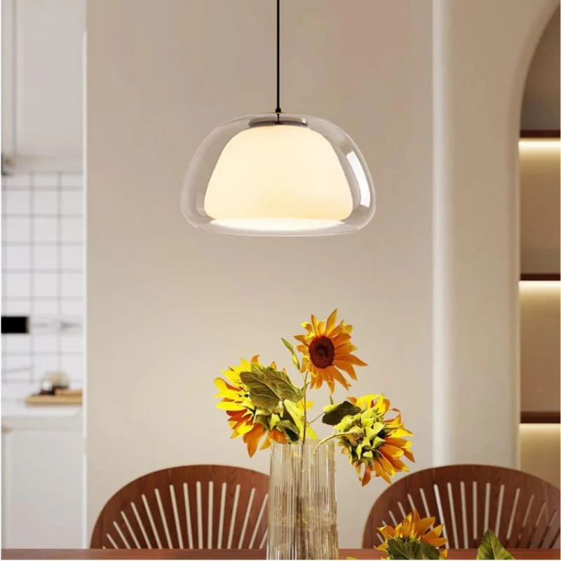 Lunara Pendant Light With Double Glass Dome And Soft Glow Euroselle