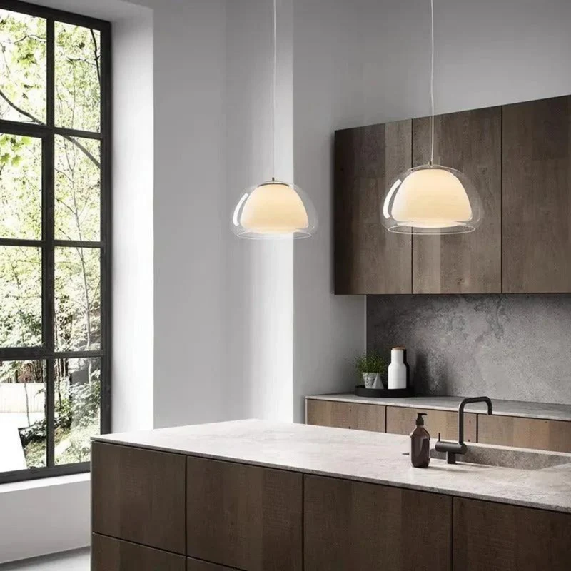 Lunara Pendant Light With Double Glass Dome And Soft Glow Euroselle