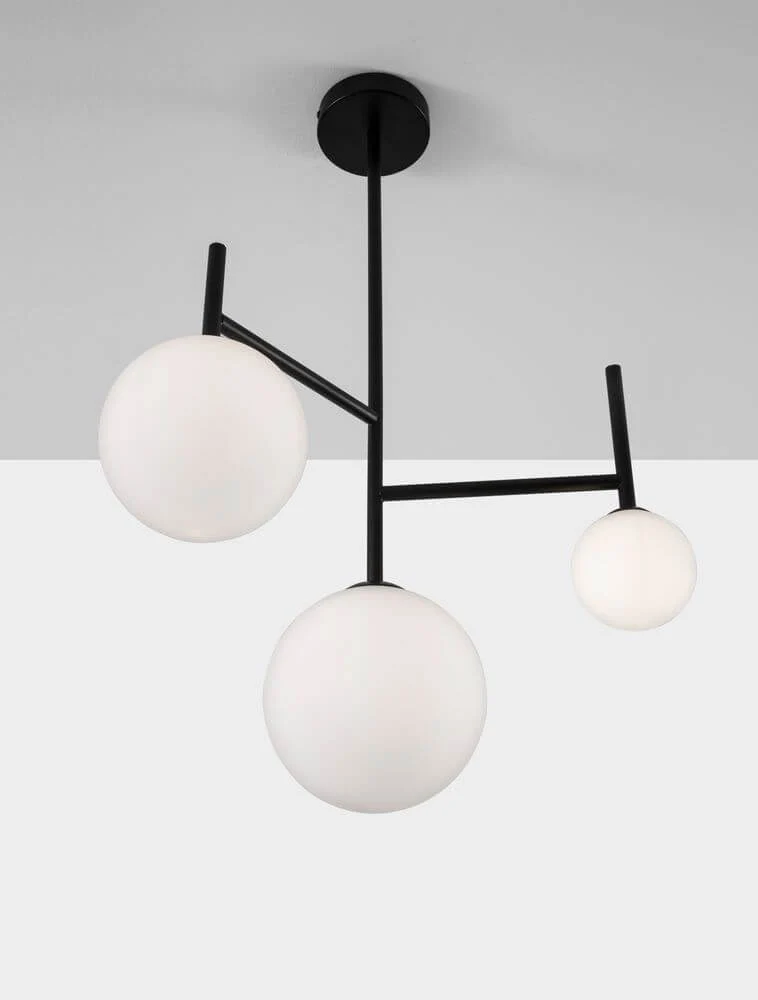 Licato Pendelleuchte 3-flammig Ø 49cm Schwarz, Weiß