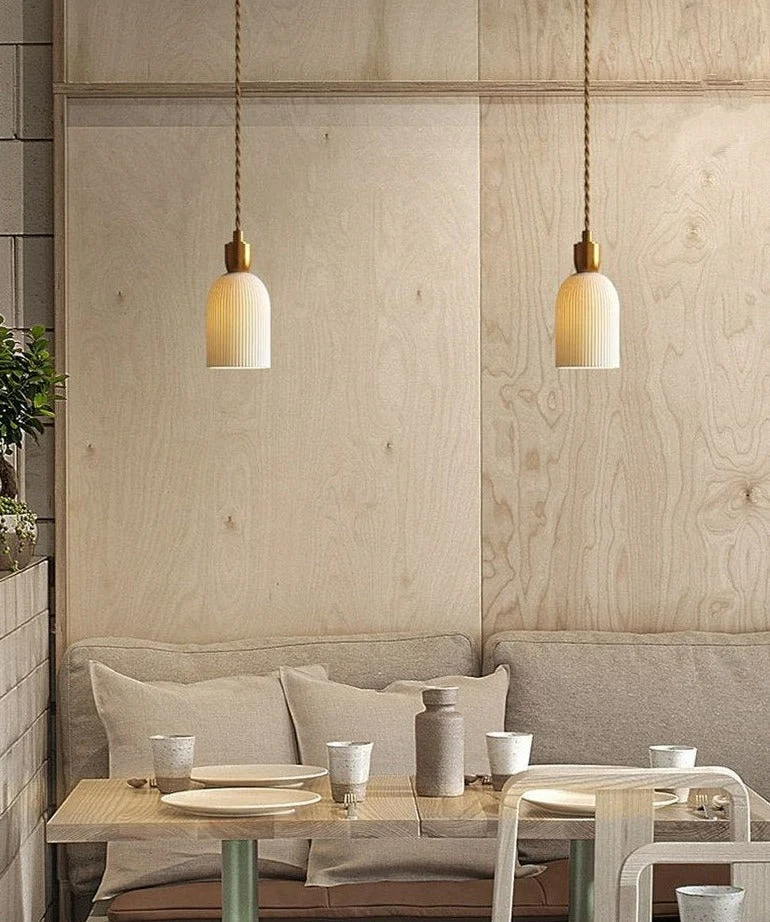 Euroselle Modern White Ceramic Pendant Lights With Adjustable 47 Inch Length Light Bulb Included