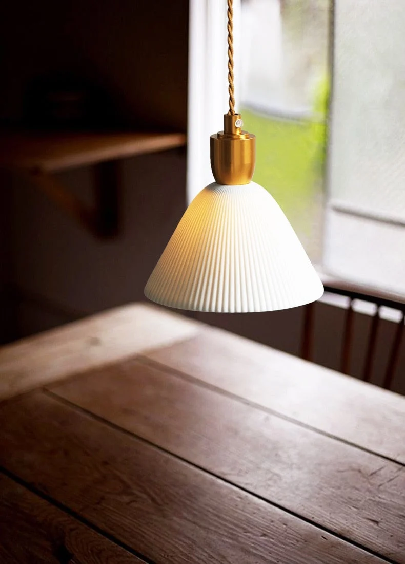 Euroselle Modern White Ceramic Pendant Lights With Adjustable 47 Inch Length Light Bulb Included