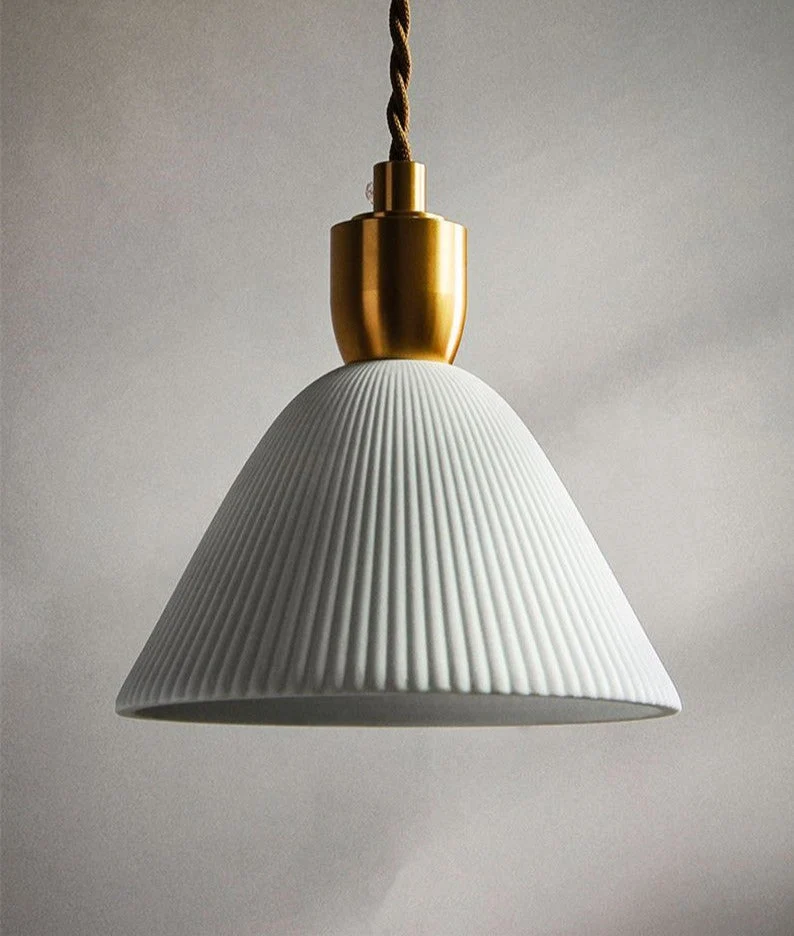 Euroselle Modern White Ceramic Pendant Lights With Adjustable 47 Inch Length Light Bulb Included