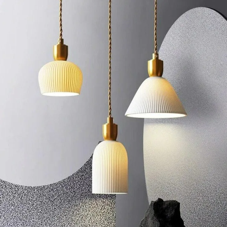 Euroselle Modern White Ceramic Pendant Lights With Adjustable 47 Inch Length Light Bulb Included