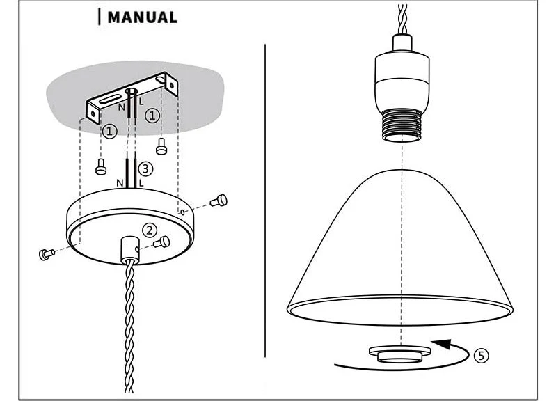 Euroselle Modern White Ceramic Pendant Lights With Adjustable 47 Inch Length Light Bulb Included
