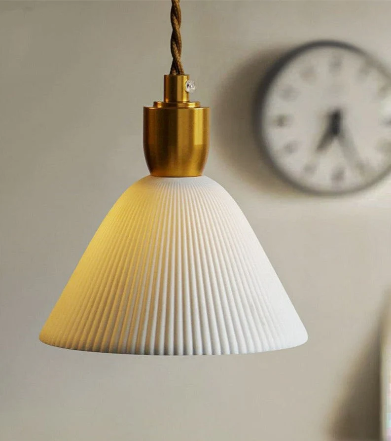 Euroselle Modern White Ceramic Pendant Lights With Adjustable 47 Inch Length Light Bulb Included