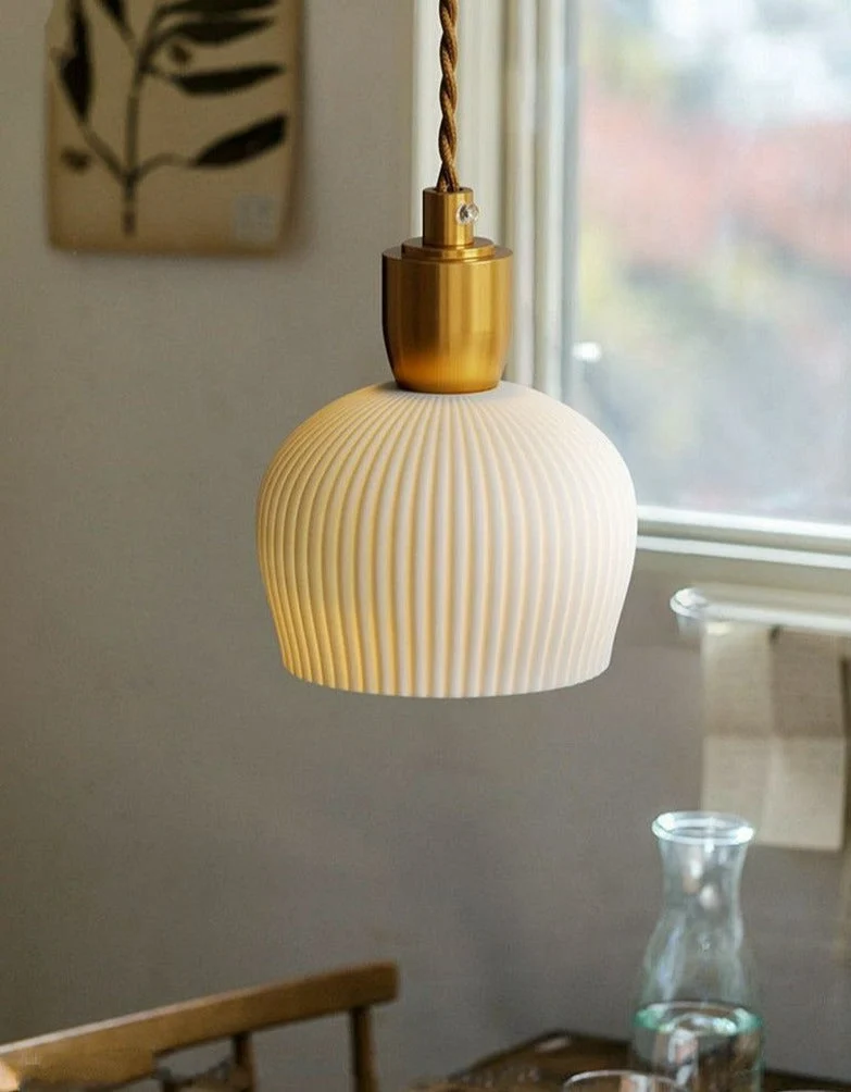 Euroselle Modern White Ceramic Pendant Lights With Adjustable 47 Inch Length Light Bulb Included