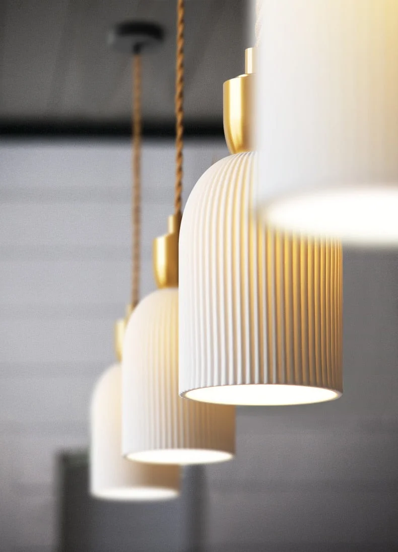 Euroselle Modern White Ceramic Pendant Lights With Adjustable 47 Inch Length Light Bulb Included