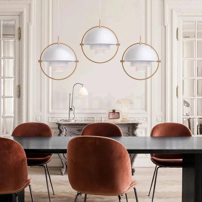 Nordic Tiered Black Pendant Light With Layered Metal Shades Euroselle