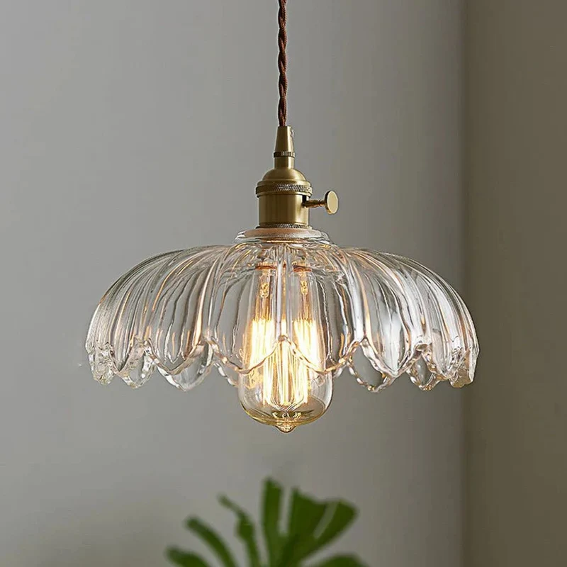 Maribelle Victorian Style Glass Pendant Light With Scalloped Floral Motif Adjustable Cable Euroselle