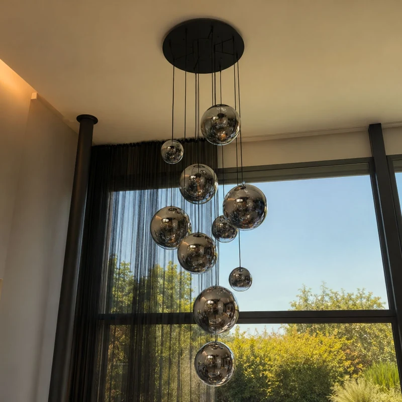 s.luce Orb Glaskugel Galerieleuchte 500cm Aufhängung Schwarz