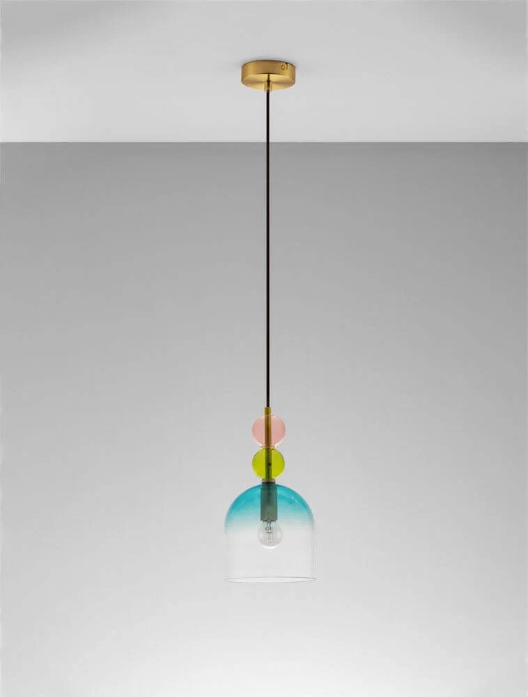 Murano Pendelleuchte Ø 16cm Gold, Mehrfarbig