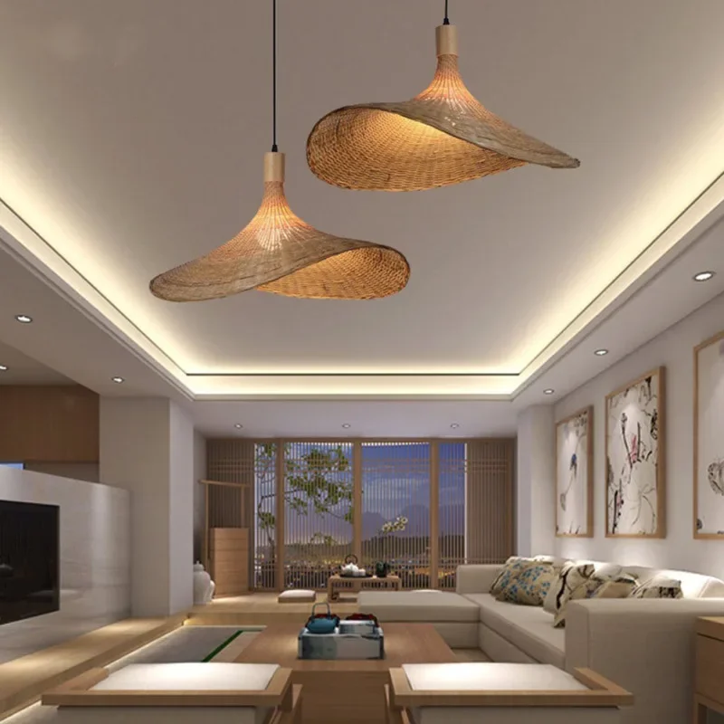EverLeaf Bamboo Wicker Pendant Light Hanging Lamp Fixture