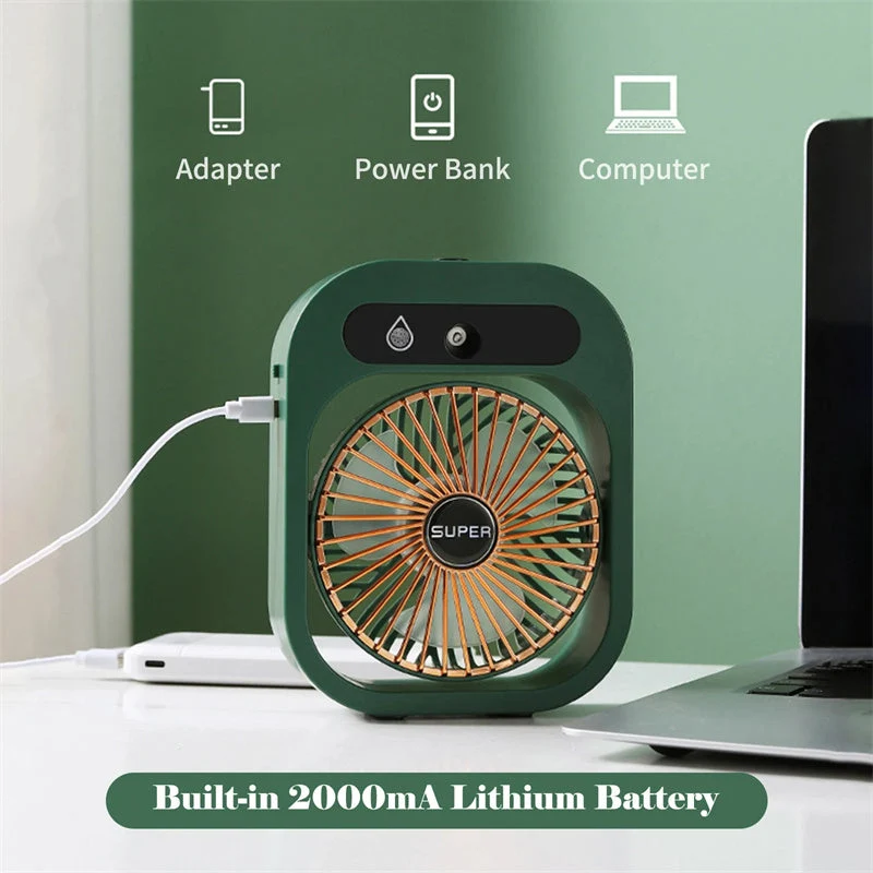 AquaFlow Portable Misting Fan — 3-Speed Handheld Design, Integrated Mist System
