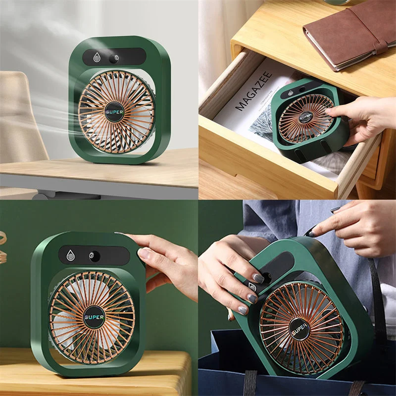 AquaFlow Portable Misting Fan — 3-Speed Handheld Design, Integrated Mist System