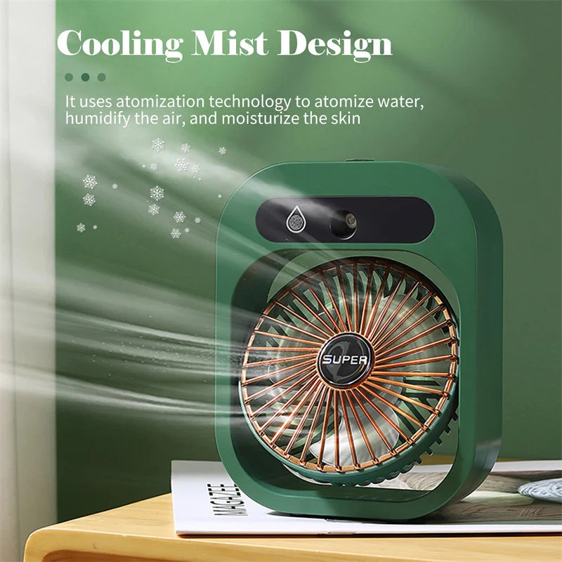 AquaFlow Portable Misting Fan — 3-Speed Handheld Design, Integrated Mist System