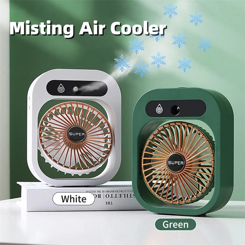 AquaFlow Portable Misting Fan — 3-Speed Handheld Design, Integrated Mist System