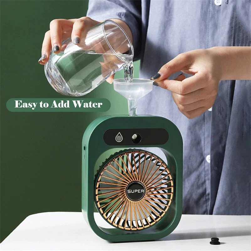 AquaFlow Portable Misting Fan — 3-Speed Handheld Design, Integrated Mist System