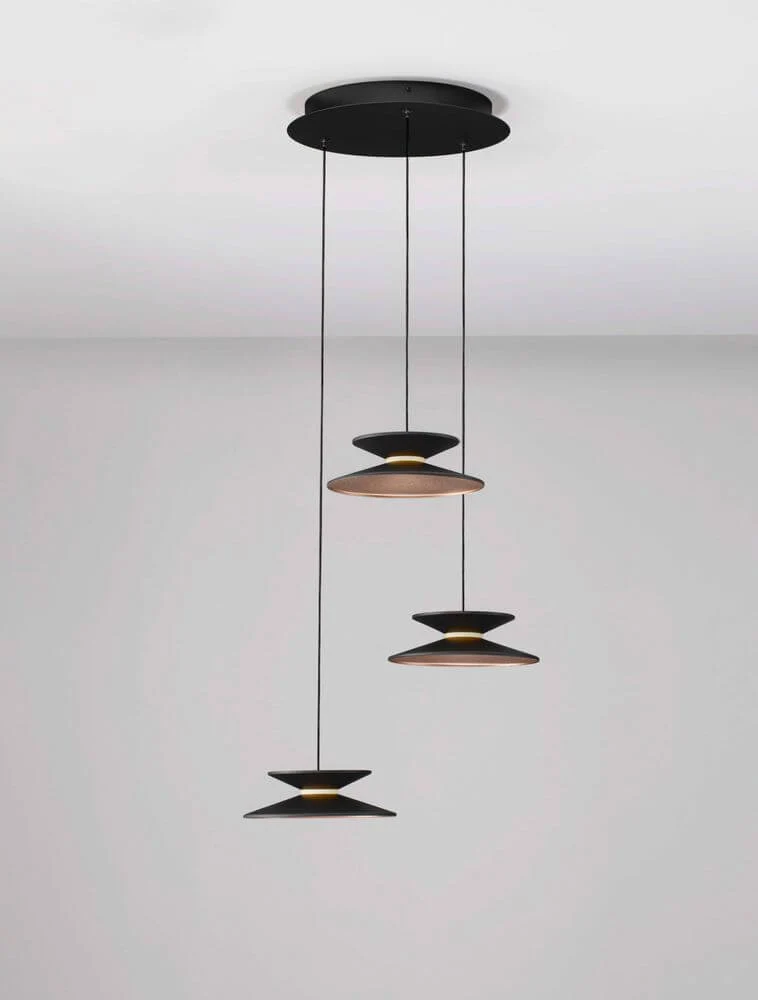Morfi Pendelleuchte 3-flammig Ø 42cm 3000K Schwarz, Gold