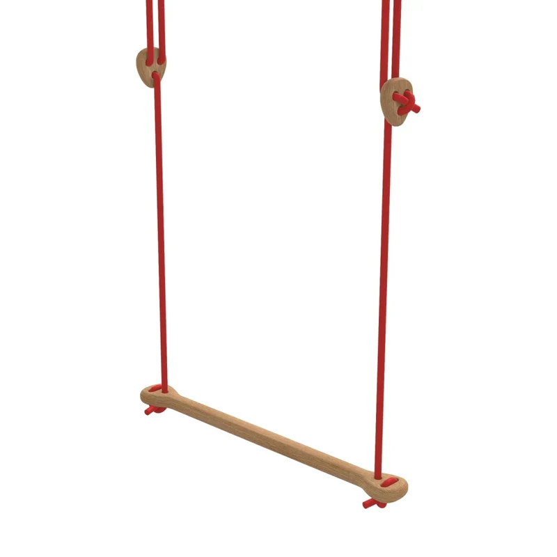 Trapez aus Eiche mit rotem Seil (2,80-3,80 m)