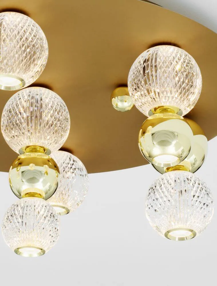 Brille LED Deckenleuchte 7-flammig Ø 66cm 3200K Gold