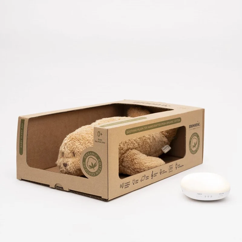 Moonie Organic Humming Seehund mit Lampe, Cappuccino