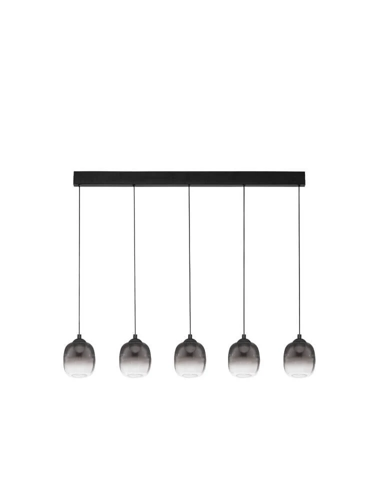 Kita LED Pendelleuchte Balken 95cm 5-flammig 3000K Schwarz, Rauch