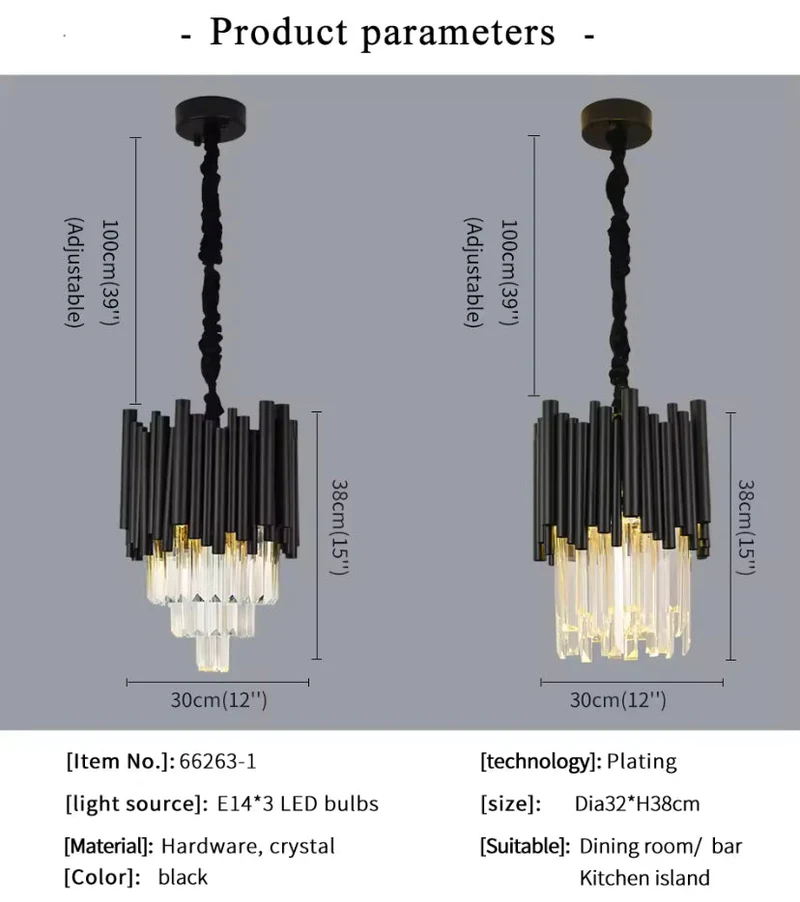 Euroselle Maximus Crystal Black Pendant Durable Aluminum