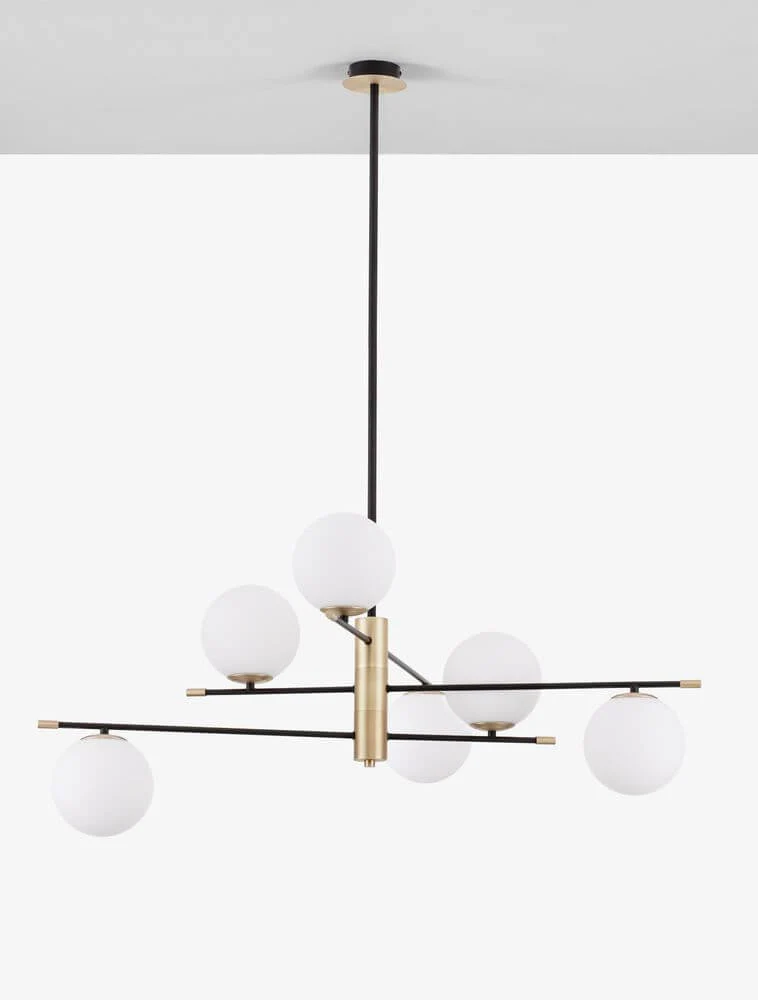 Git Pendelleuchte 6-flammig Ø 100cm Gold, Weiß, Schwarz