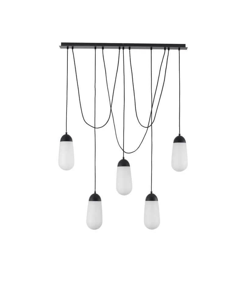 Blaky Pendelleuchte Balken 103cm 5-flammig Schwarz, Weiß