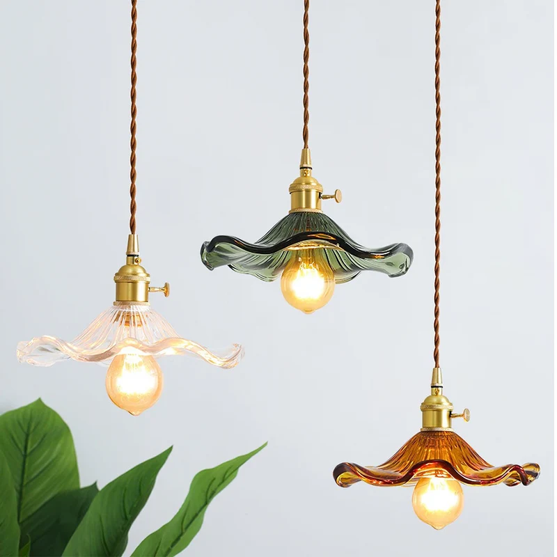 Arboren Retro Green Glass Hanging Pendant Light By Euroselle