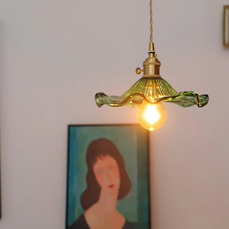 Arboren Retro Green Glass Hanging Pendant Light By Euroselle