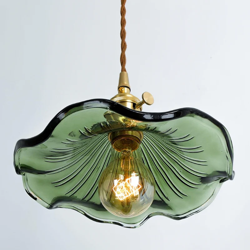 Arboren Retro Green Glass Hanging Pendant Light By Euroselle