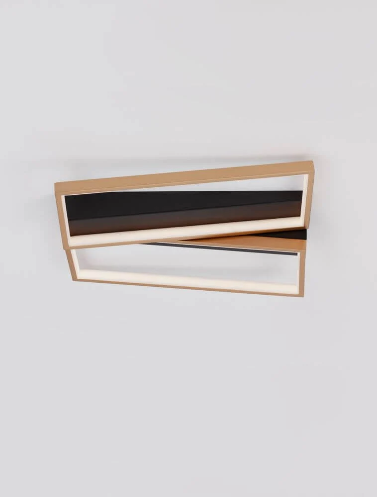 Elize LED Deckenleuchte Rechteckig 2-flammig 3000K Schwarz, Gold